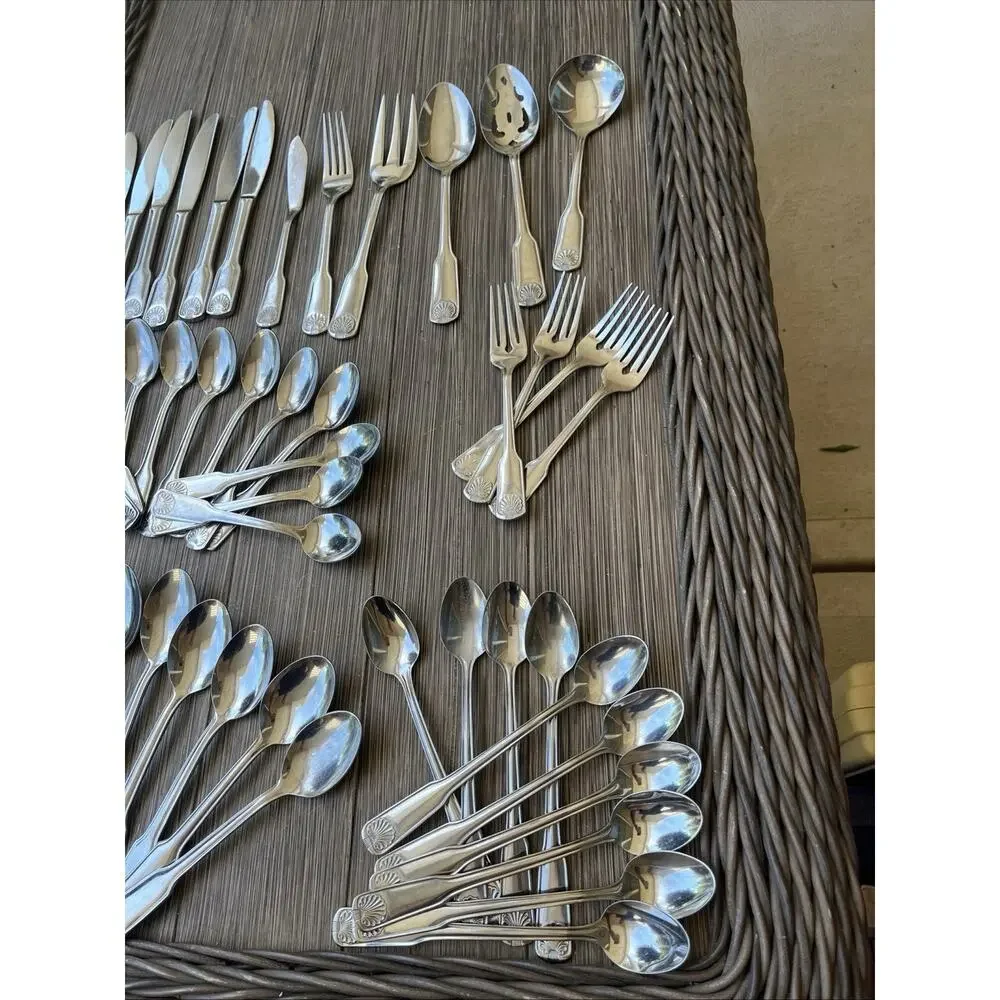 Cambridge Seaside Shells Stainless Silverware Beach Flatware Set 47 pieces